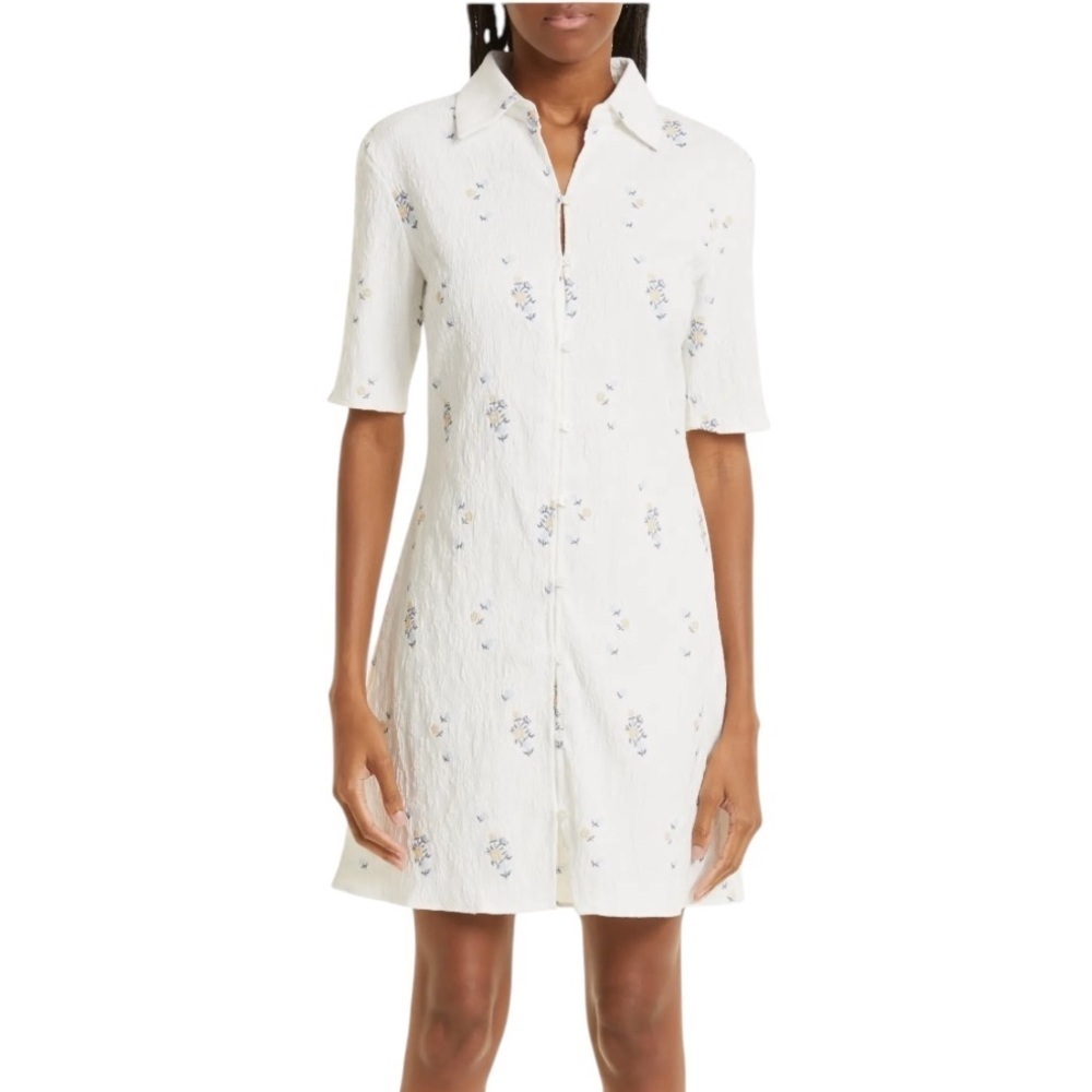 White Floral Button-Up Dress